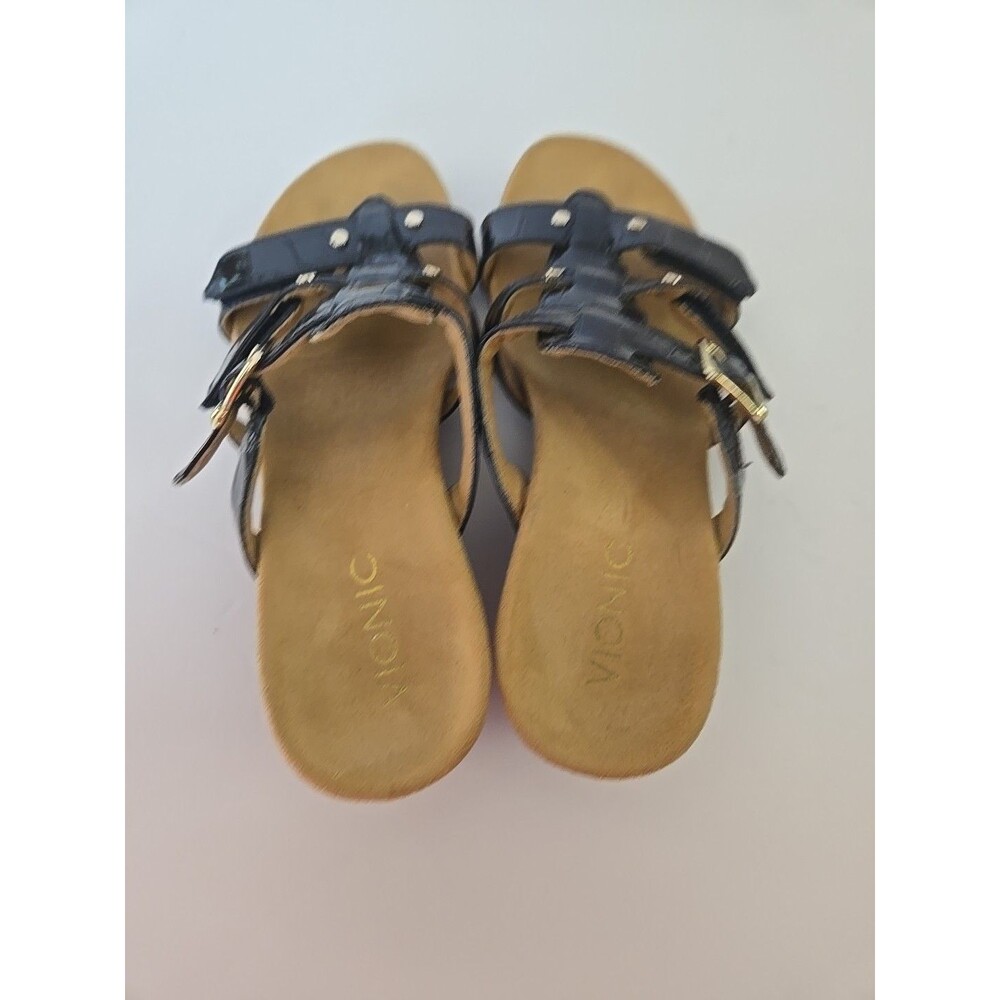 Vionic Women's 381 Park Radia Navy Blue Cork Wedge Sandals Shoes Size 6 M EUC - Picture 10 of 15